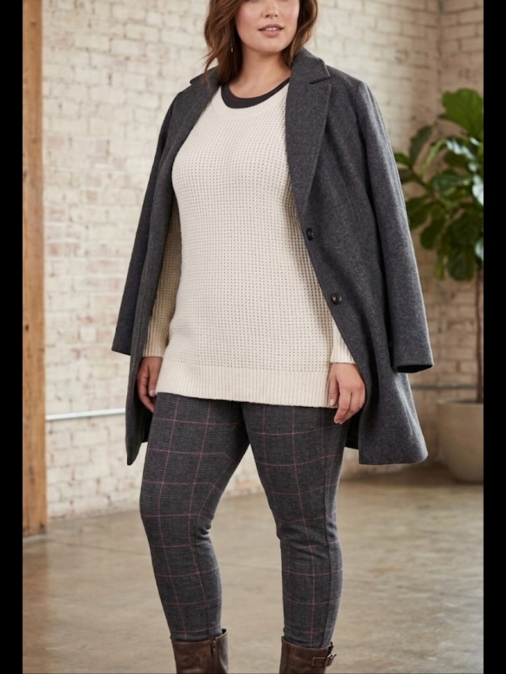 Torrid 3X Charcoal Windowpane Plaid Leggings